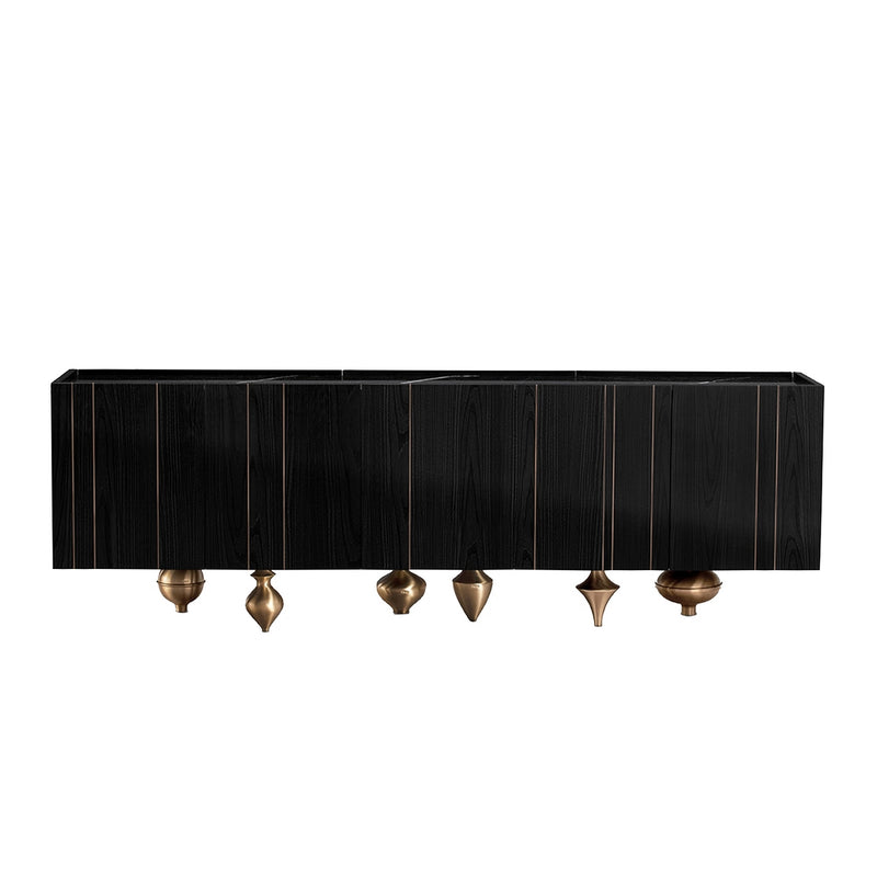 Black Ash wood Sideboard Marquina Marble