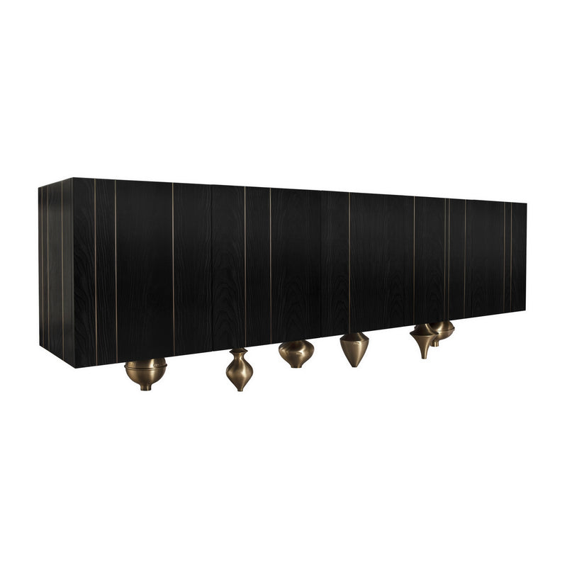 Black Ash wood Sideboard Marquina Marble