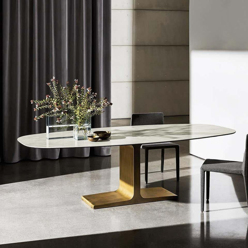 Century, Dining Table Calacatta Ceramic Top on Metal Base