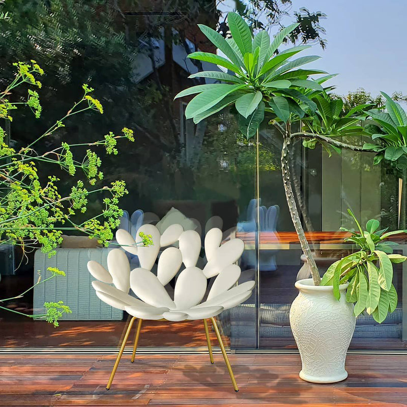 White & Brass Outdoor Cactus Chair