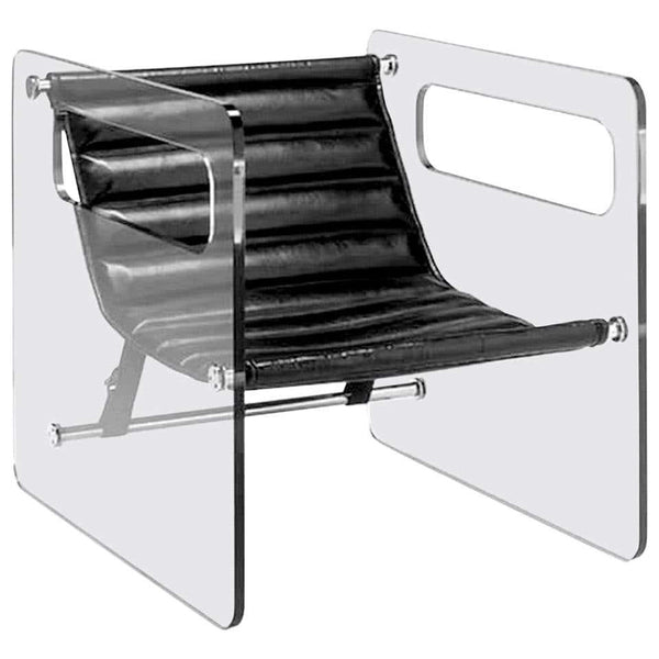 Glass & Leather Black Naked Chair