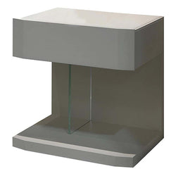 Samar Beige Leather Nightstand Table