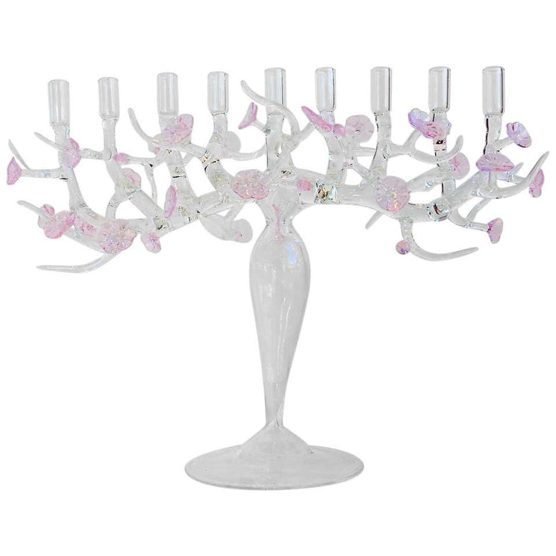 Cherry Blossom Menorah Glass Sculpture