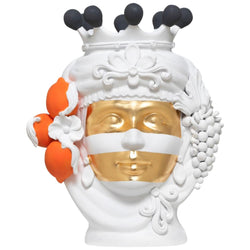 White, Orange and Gold Sicilian Terracotta Vase