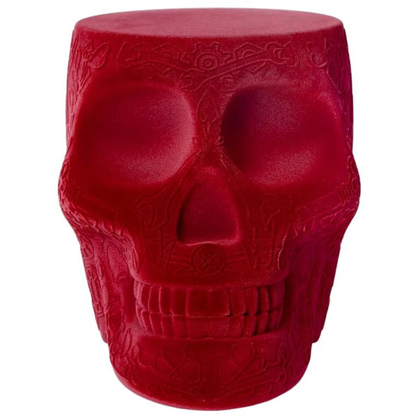 Mexico Red Velvet Skull Stool/Side Table