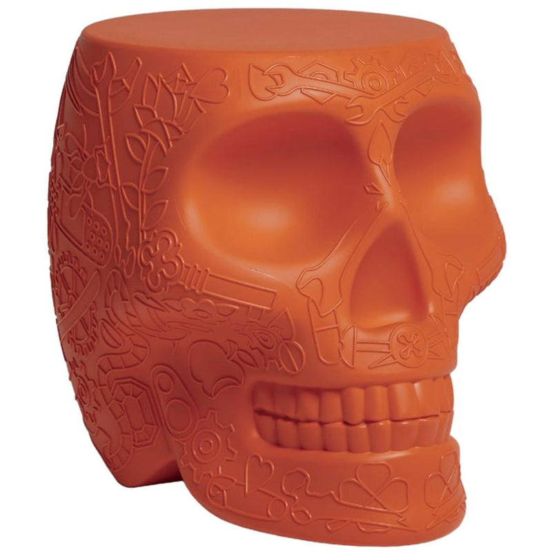 Mexico Skull Terracotta Orange Stool/Side Table