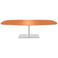 Century, Dining Table Orange Glass Top on Metal Base