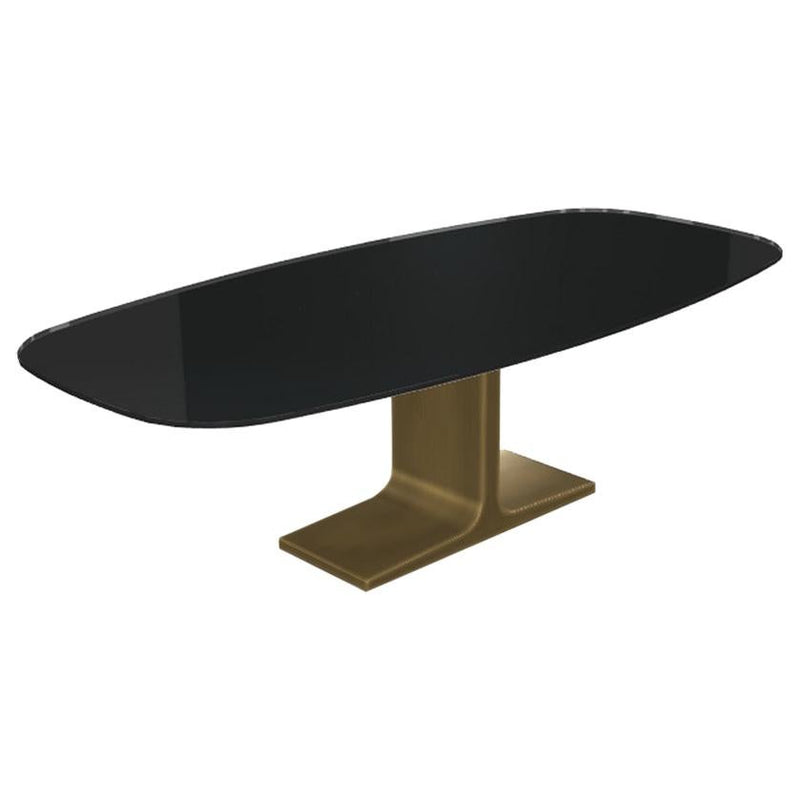 Royal, Dining Table Black Glass Top on Brass Base