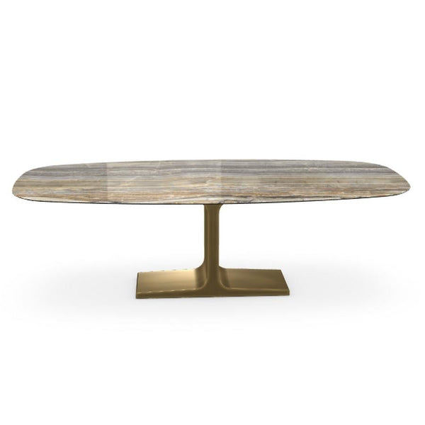 Royal, Dining Table Grey Onyx Ceramic Top on Brass Base