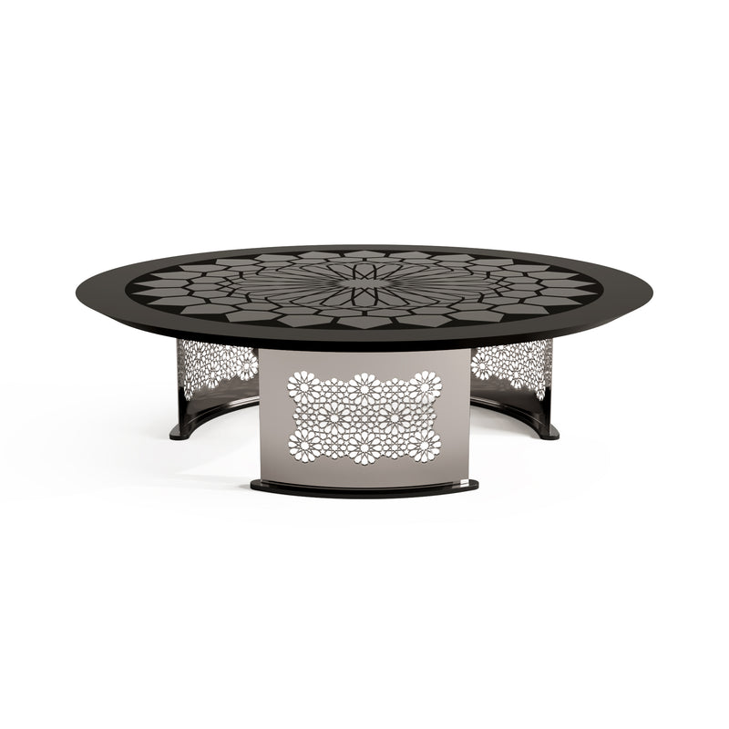 Arabesque Black Lacquer and Glass Coffee Table