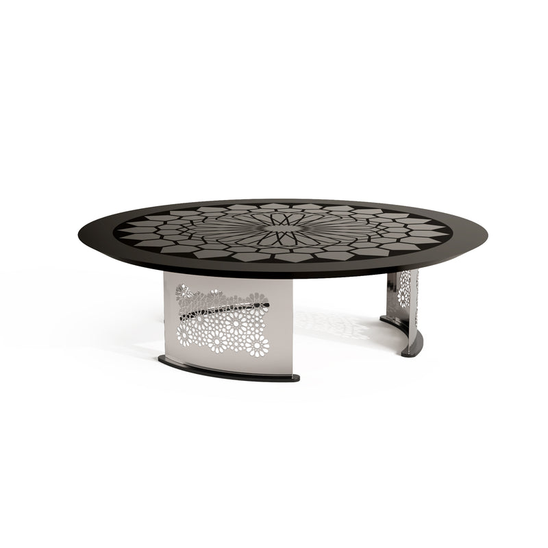 Arabesque Black Lacquer and Glass Coffee Table