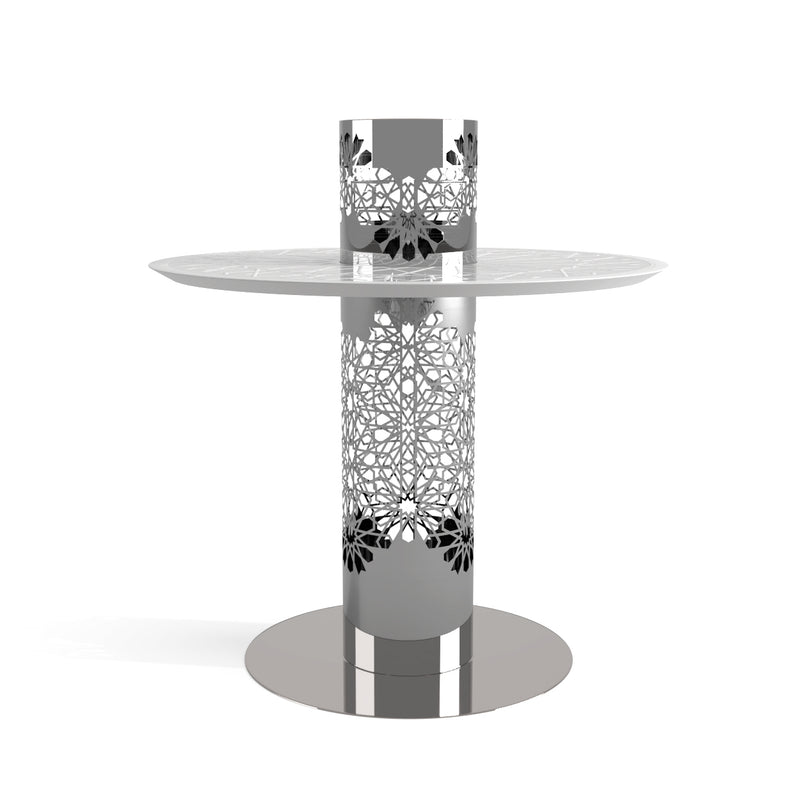 Arabesque White Frosted Glass Tea Table