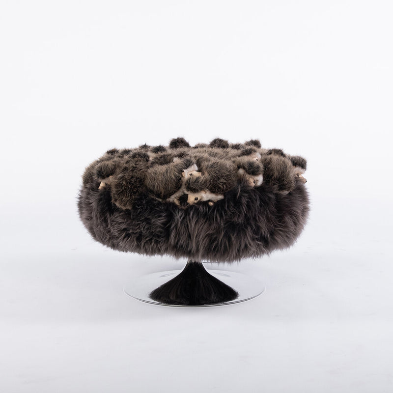 Hedgehog Fluffy Ball Mini Pouf