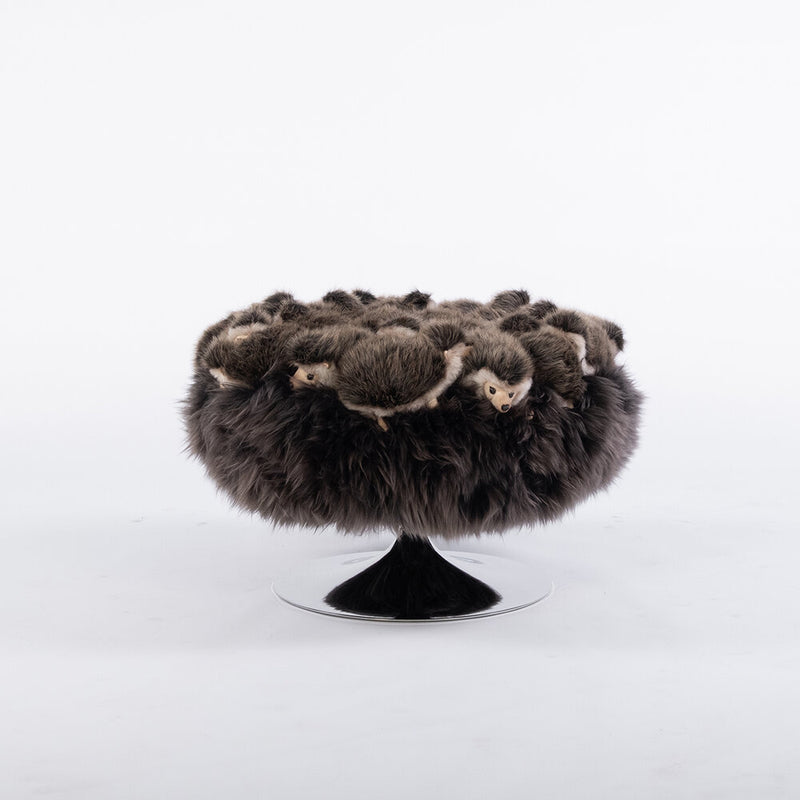 Hedgehog Fluffy Ball Mini Pouf