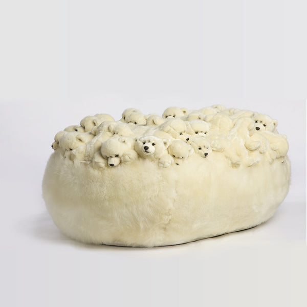 Polar Bear Fluffy Ball Pouf XL