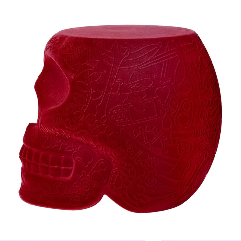 Mexico Red Velvet Skull Stool/Side Table