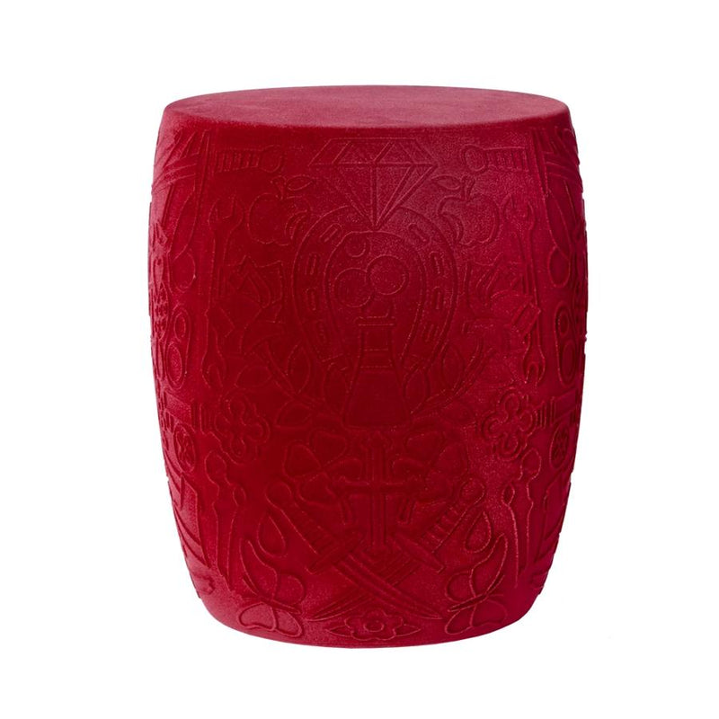 Mexico Red Velvet Skull Stool/Side Table