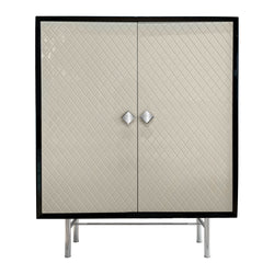 Beige Quilted Lacquer Bar/Cabinet