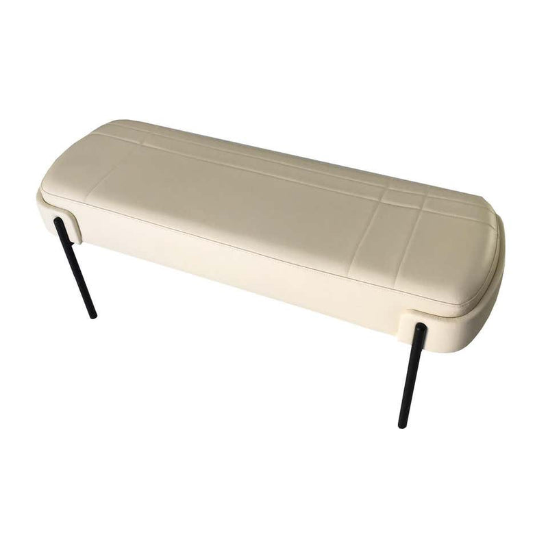 Beige Leather Bench