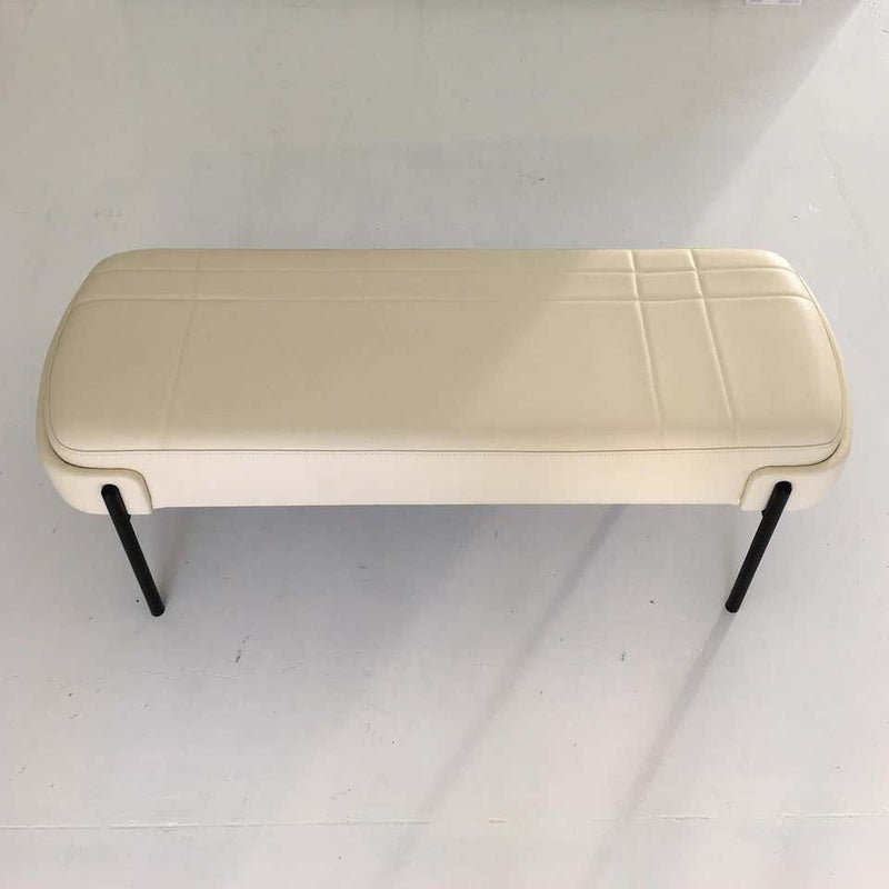 Beige Leather Bench