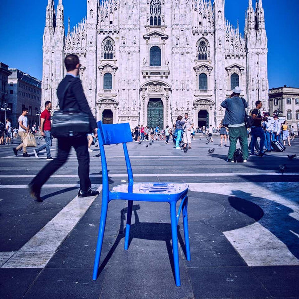 Milani Glossy Blue Majorelle Polycarbonate Dining Chair