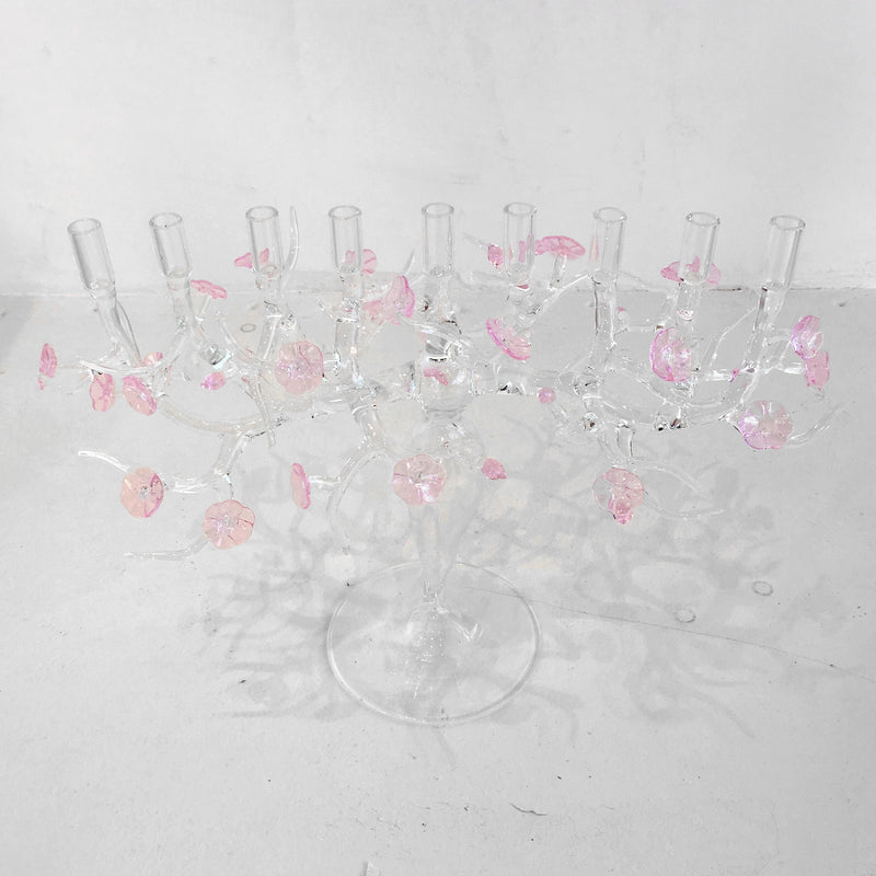 Cherry Blossom Menorah Glass Sculpture