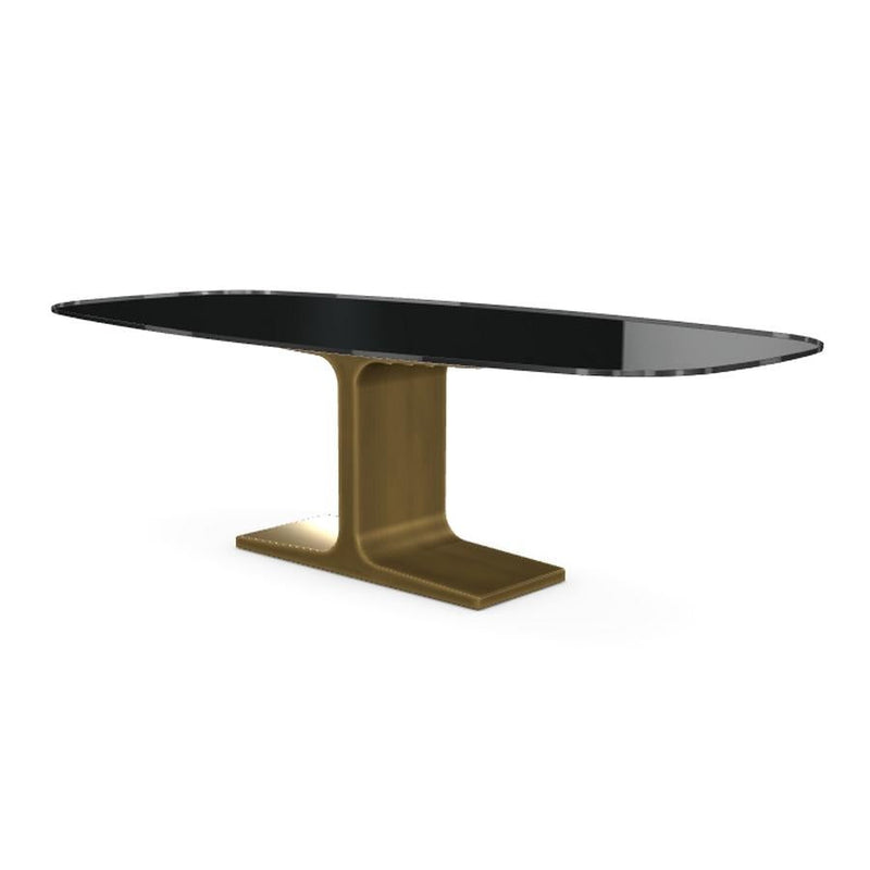 Royal, Dining Table Black Glass Top on Brass Base