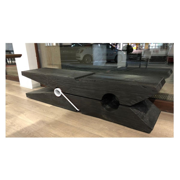 Black Clothespin 75 Inches Vulcano Bench w/ White Iron Spring