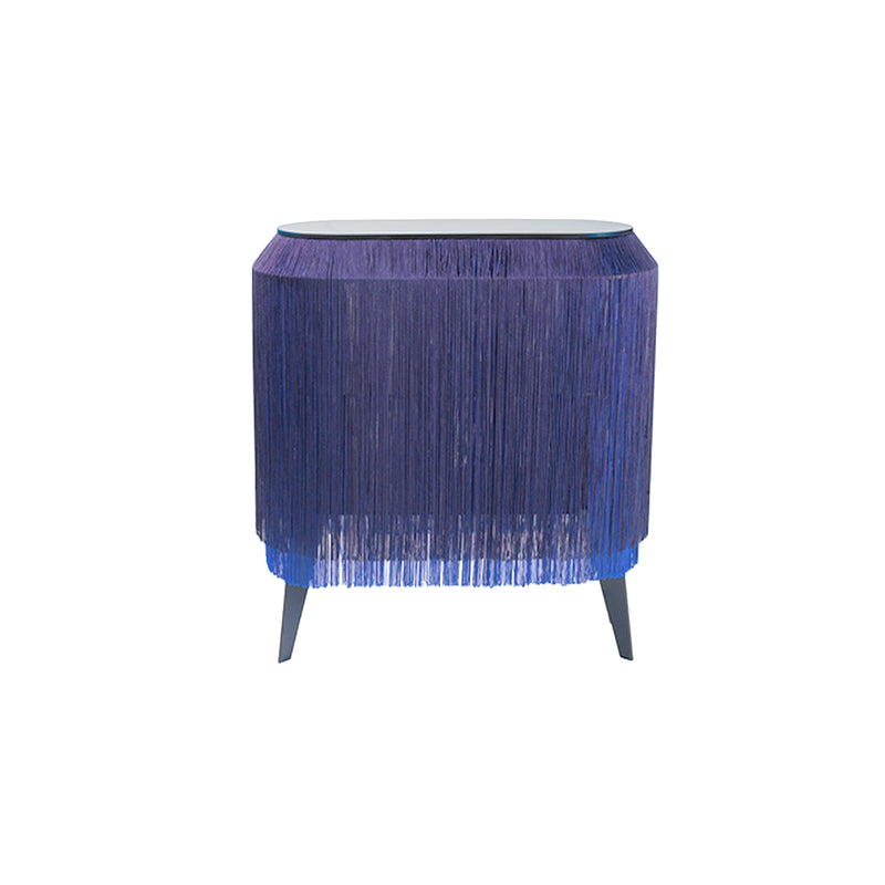 Blue Fringe Side Table / Nightstand