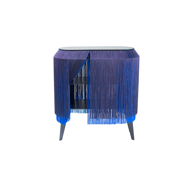 Blue Fringe Side Table / Nightstand