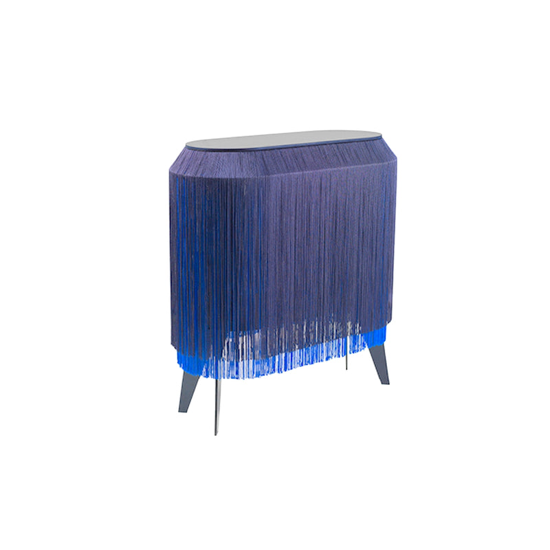 Blue Fringe Side Table / Nightstand