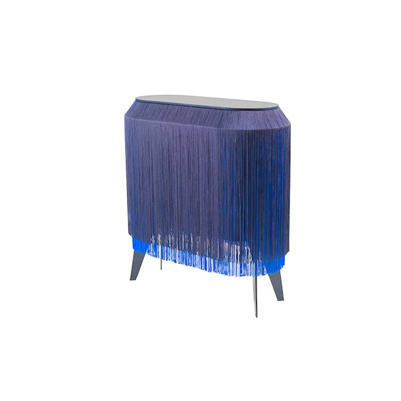 Blue Fringe Side Table / Nightstand