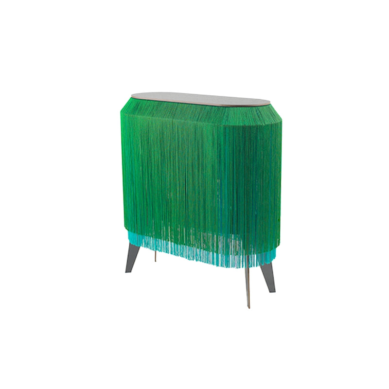 Green Fringe Side Table / Nightstand