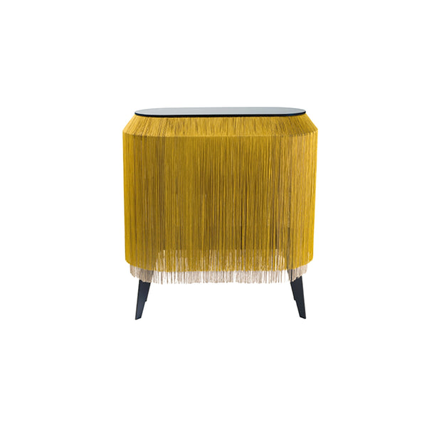 Gold Fringe Side Table / Nighstand