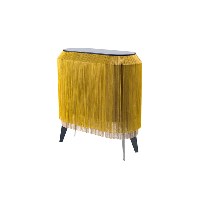 Gold Fringe Side Table / Nighstand