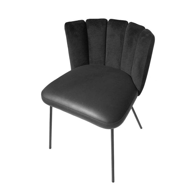 Black Gaia Velvet Dining Chair (5-Back)