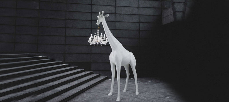 8.6 ft Tall Indoor White Giraffe Chandelier