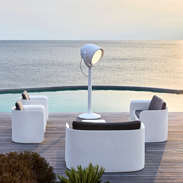 White Hollywood Outdoor Dimmable Floor Lamp