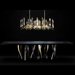 Black and Gold Ash Wood Dining Table