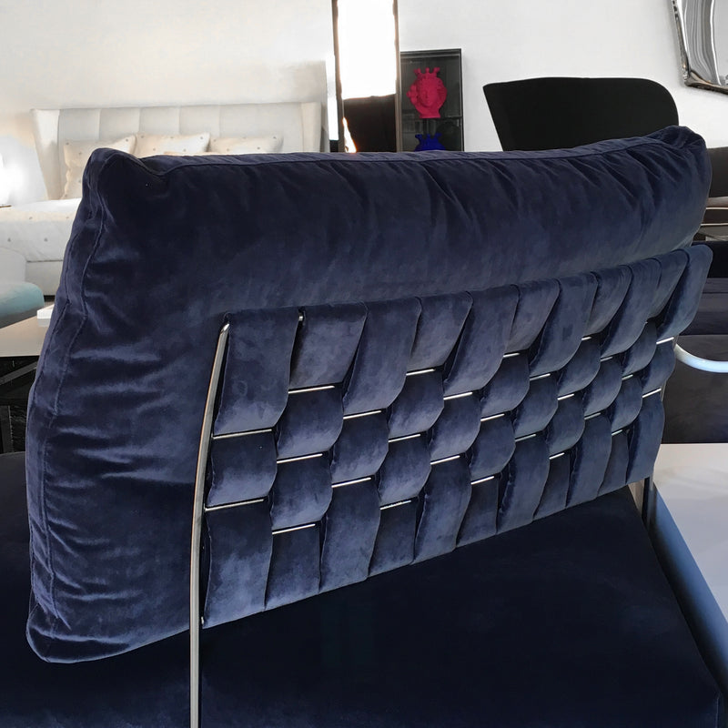 Limes Navy Blue Velvet Corner Sofa