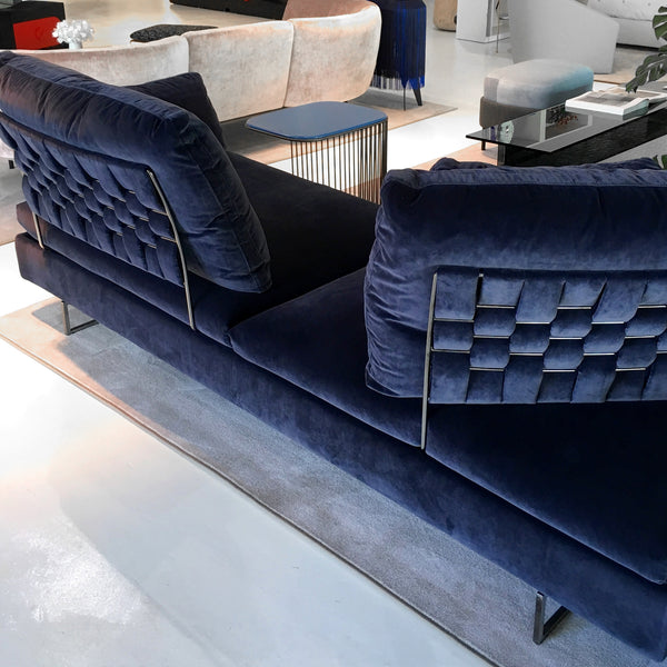 Limes Navy Blue Velvet Corner Sofa