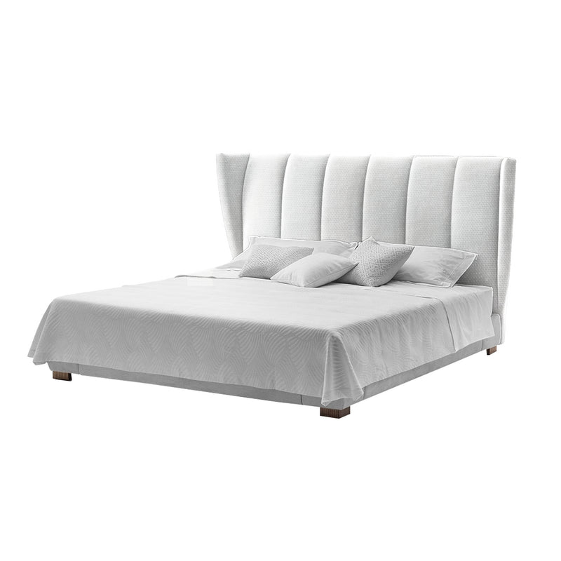 White Velvet Magenta Bed