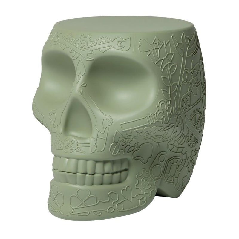 Mexico Skull Balsam Green Stool/Side Table