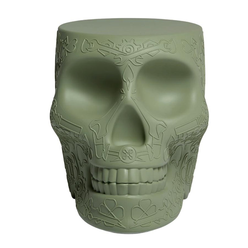 Mexico Skull Balsam Green Stool/Side Table