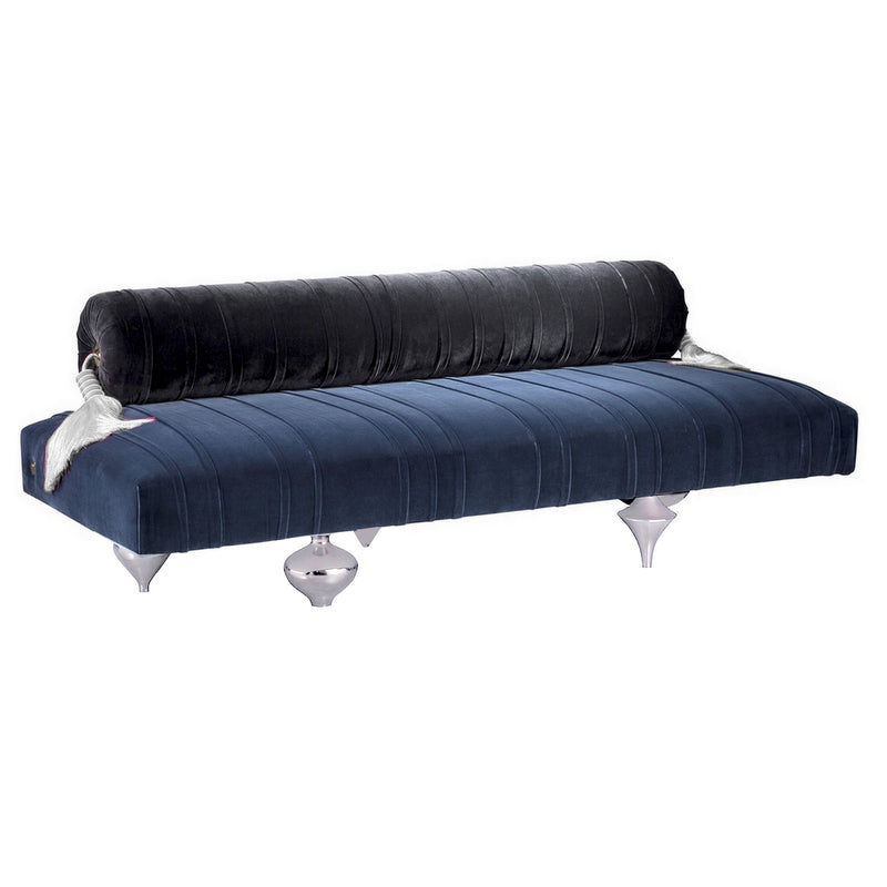 Upholstered Blue Velvet Lounge Sofa