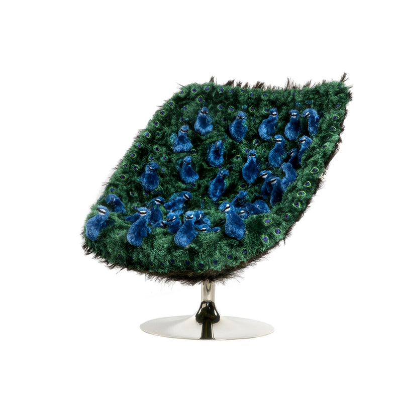 Peacock, Fluffy Lounge Swivel Chair