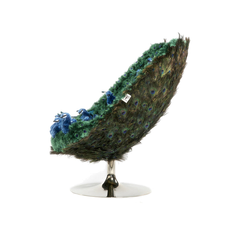 Peacock, Fluffy Lounge Swivel Chair