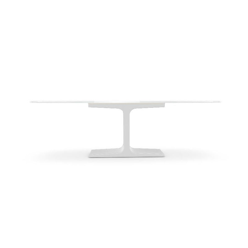 Century, Dining Table White Glass Top on Metal Base